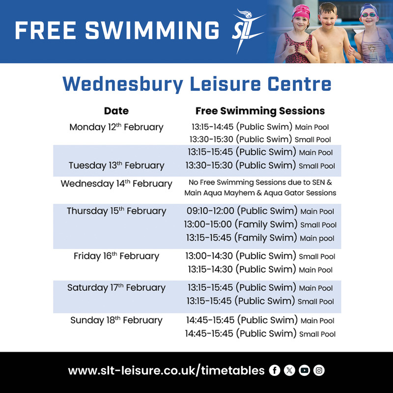 Changes to Free Swimming for Under 18’s | Sandwell Leisure Trust